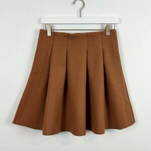 OAK + FORT Pleated Mini Skirt Tan Size Medium